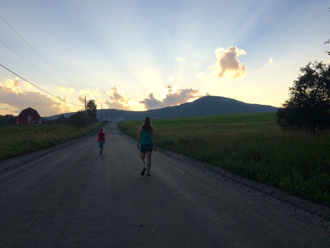 Elmore, Vermont.  Evening and girls.